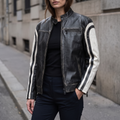 Millie Oversized Striped Racer Jacket in Black/White