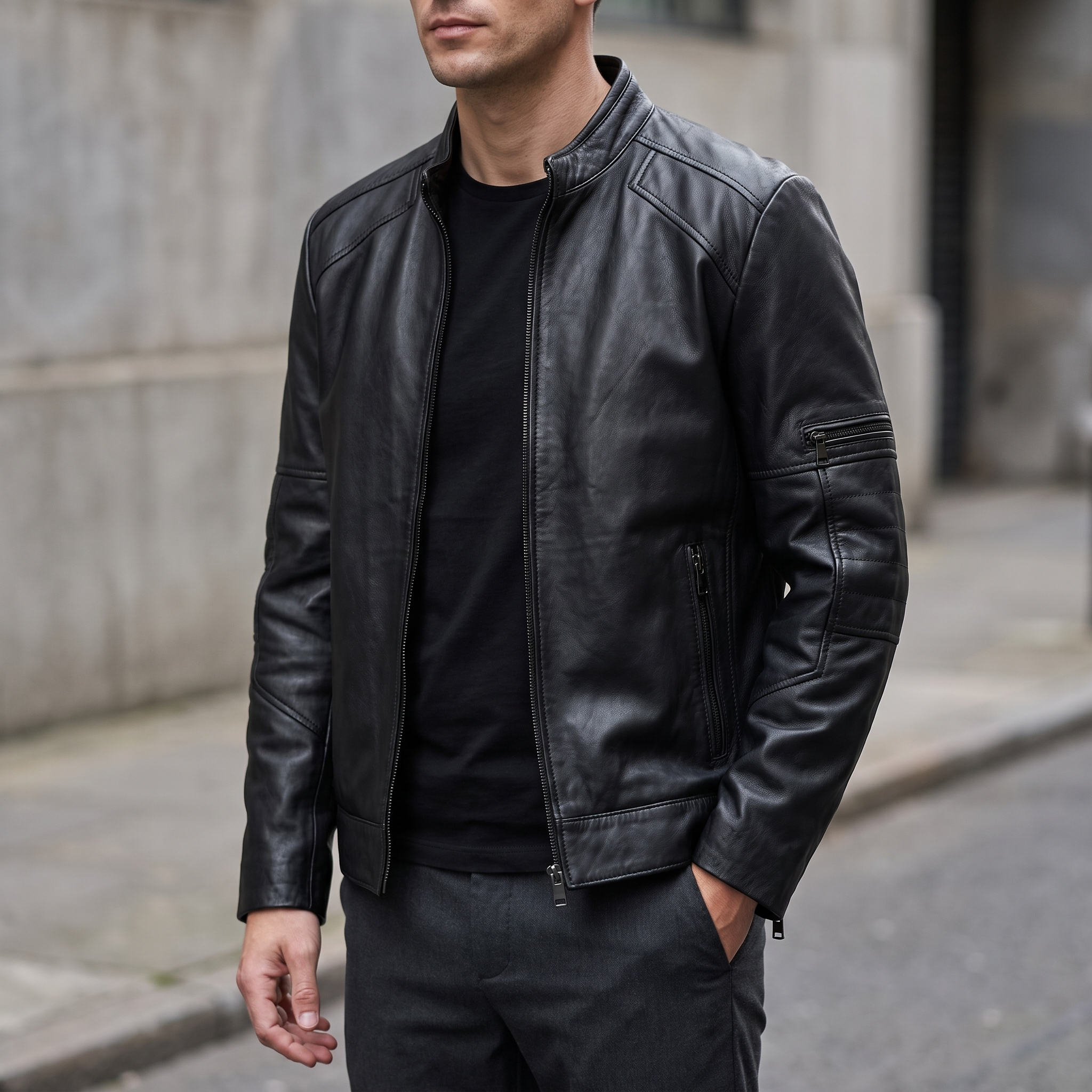 Toby Quilted Leather Moto Jacket in Black