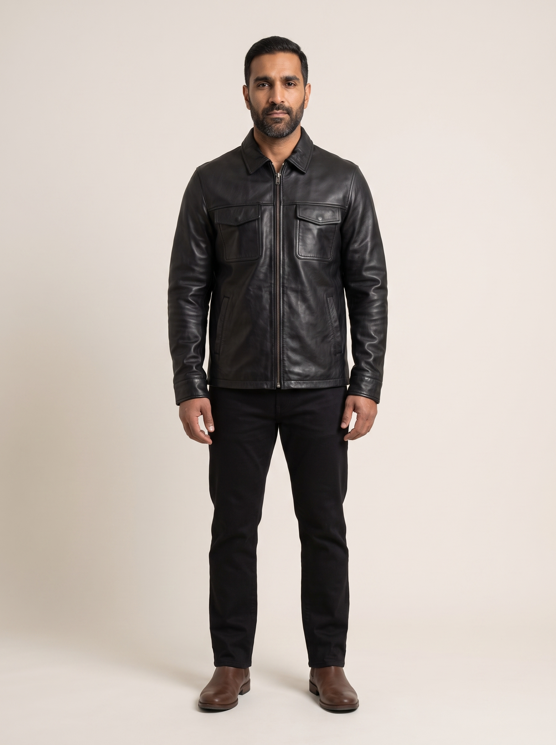 Hendrix Zip Shirt Jacket in Black