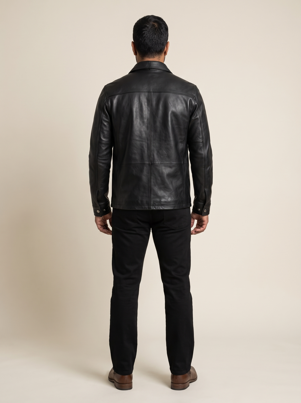 Hendrix Zip Shirt Jacket in Black, back view