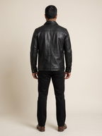 Hendrix Zip Shirt Jacket in Black, back view