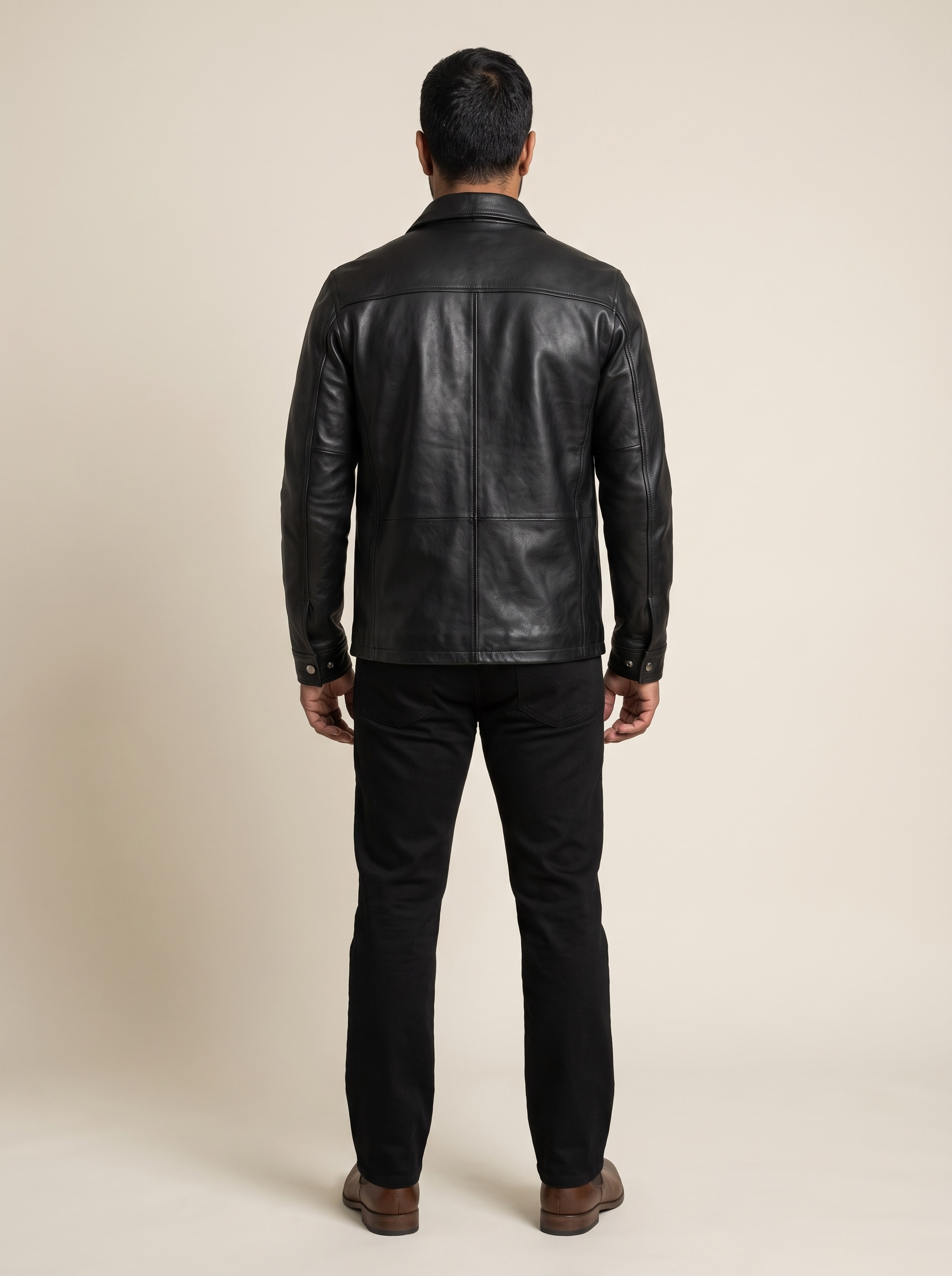 Hendrix Zip Shirt Jacket in Black, back view