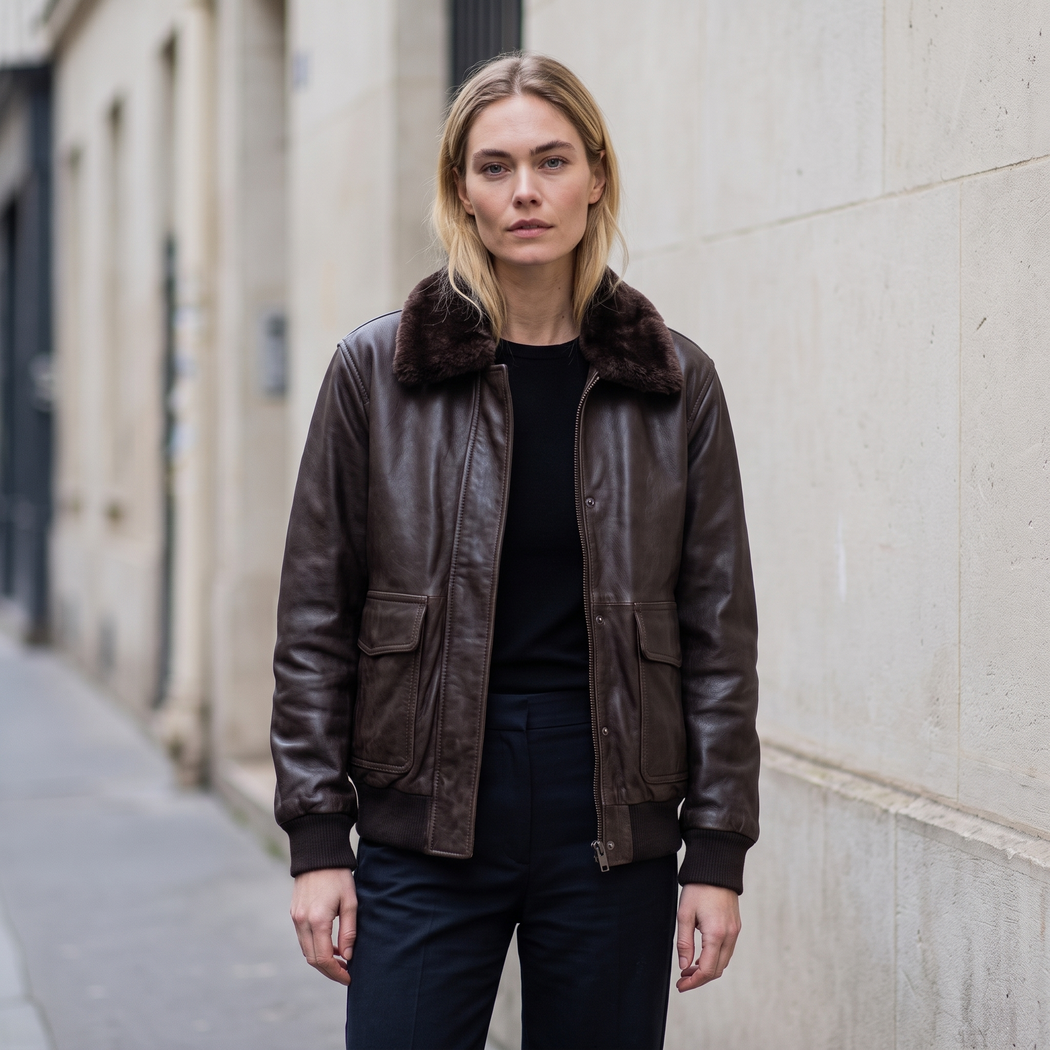 Everleigh Faux Fur Lined Bomber Jacket in Wine