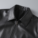 Men's Point-Collar Zip Jacket with Side Pockets, Black, collar detail