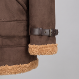 Men's Longline Fleece-Trim Jacket with Buckle Cuffs, Coffee, cuff detail