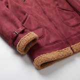 Men's Longline Fleece-Trim Jacket with Buckle Cuffs, Burgundy, cuff detail