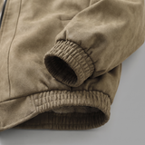 Men's Fleece-Lined Suede-Effect Bomber Jacket, Brown, cuff detail