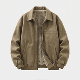Men's Fleece-Lined Suede-Effect Bomber Jacket, Brown, studio front