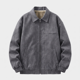 Men's Fleece-Lined Suede-Effect Bomber Jacket, Charcoal, studio front