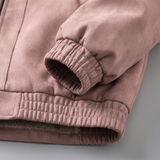 Men's Fleece-Lined Suede-Effect Bomber Jacket, Dusty Pink, cuff detail