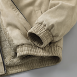 Men's Fleece-Lined Suede-Effect Bomber Jacket, Beige, cuff detail