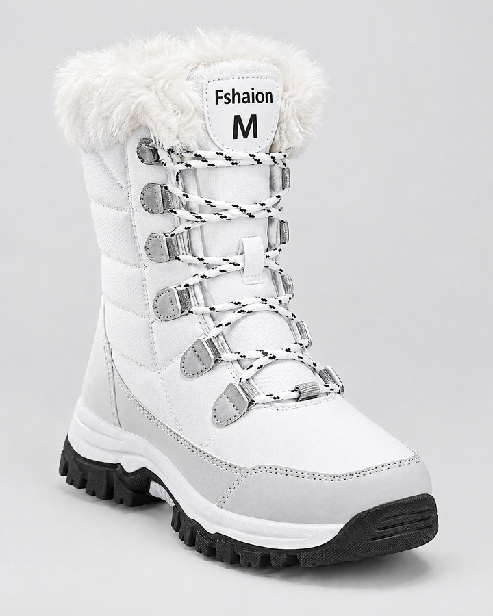 9018 white — womens fleece lined lace up winter boots — hero [WB 8]