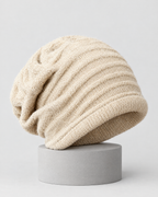 Men's Cashmere Slouchy Beanie — Apricot — product front [WB gender split 2]