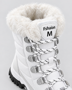 9018 white — womens fleece lined lace up winter boots — detail [WB 11]