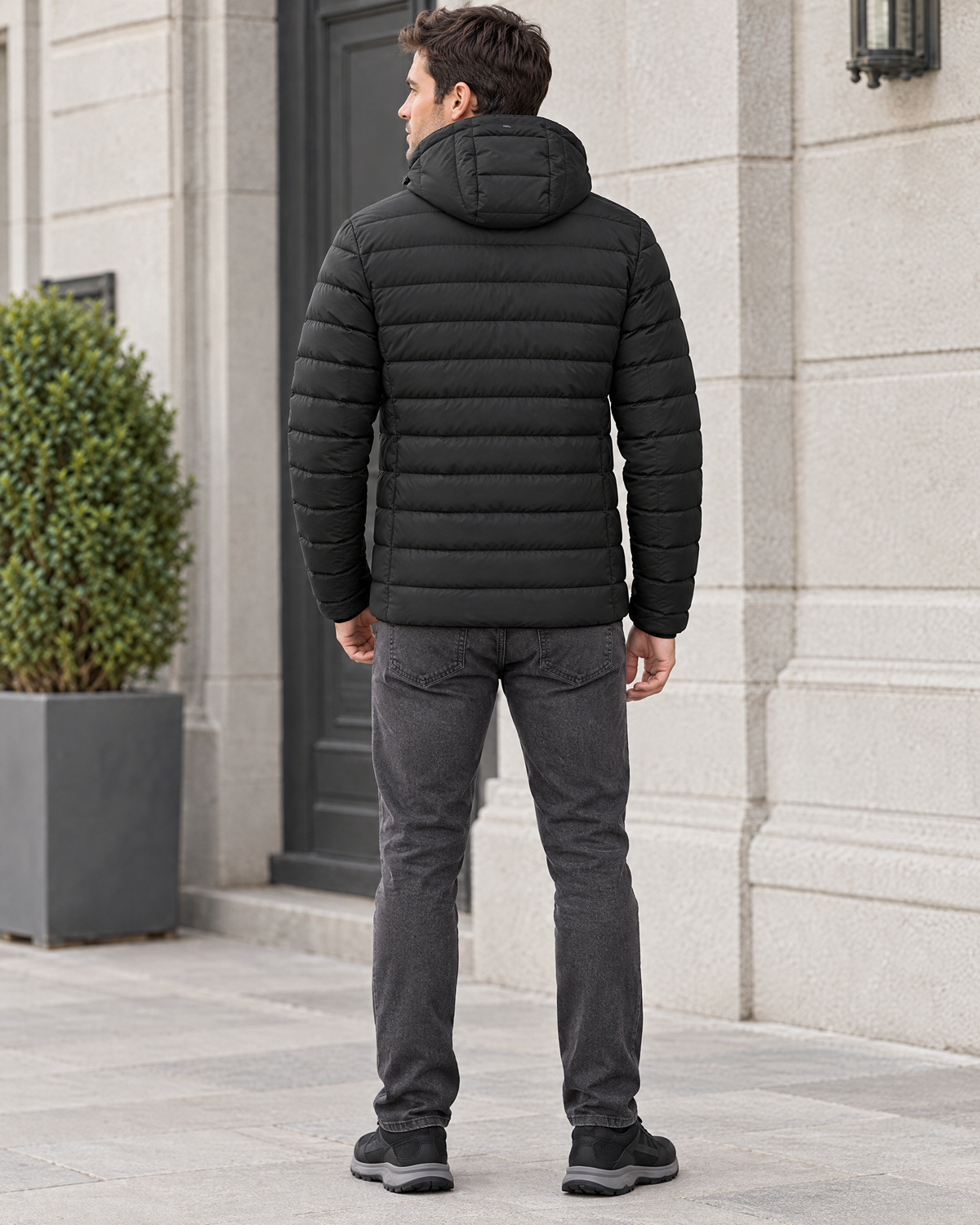 11 Heated Black — mens usb heated jacket — back view [WB 29]