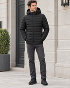 11 Heated Black — mens usb heated jacket — front view [WB 28]