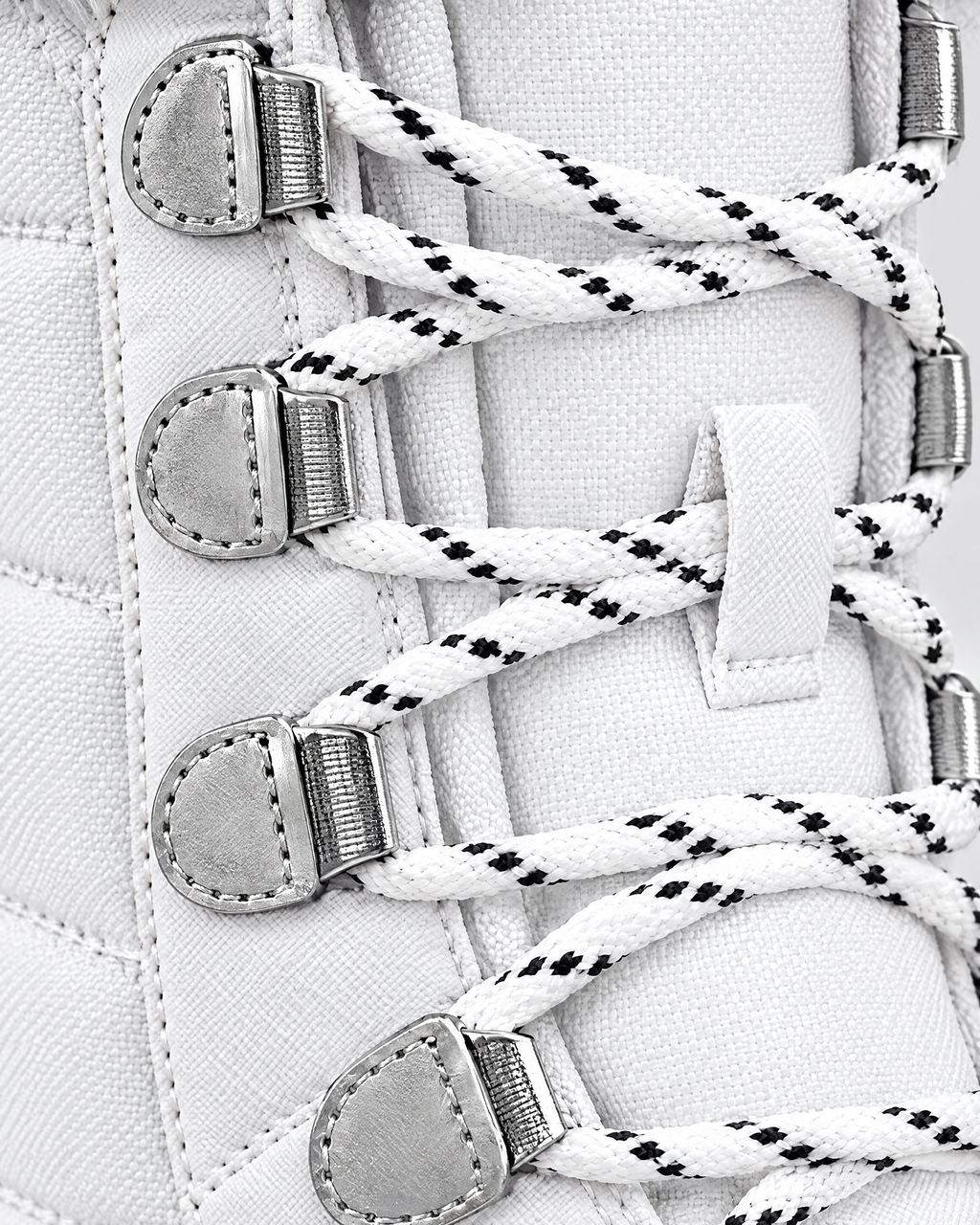 9018 white — womens fleece lined lace up winter boots — detail [WB 12]
