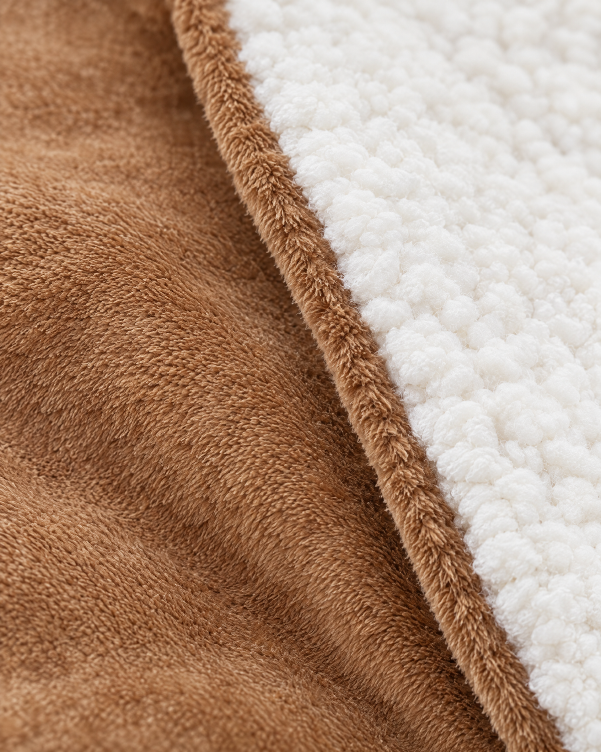 Camel — double layer sherpa throw blanket — back view [WB 23]