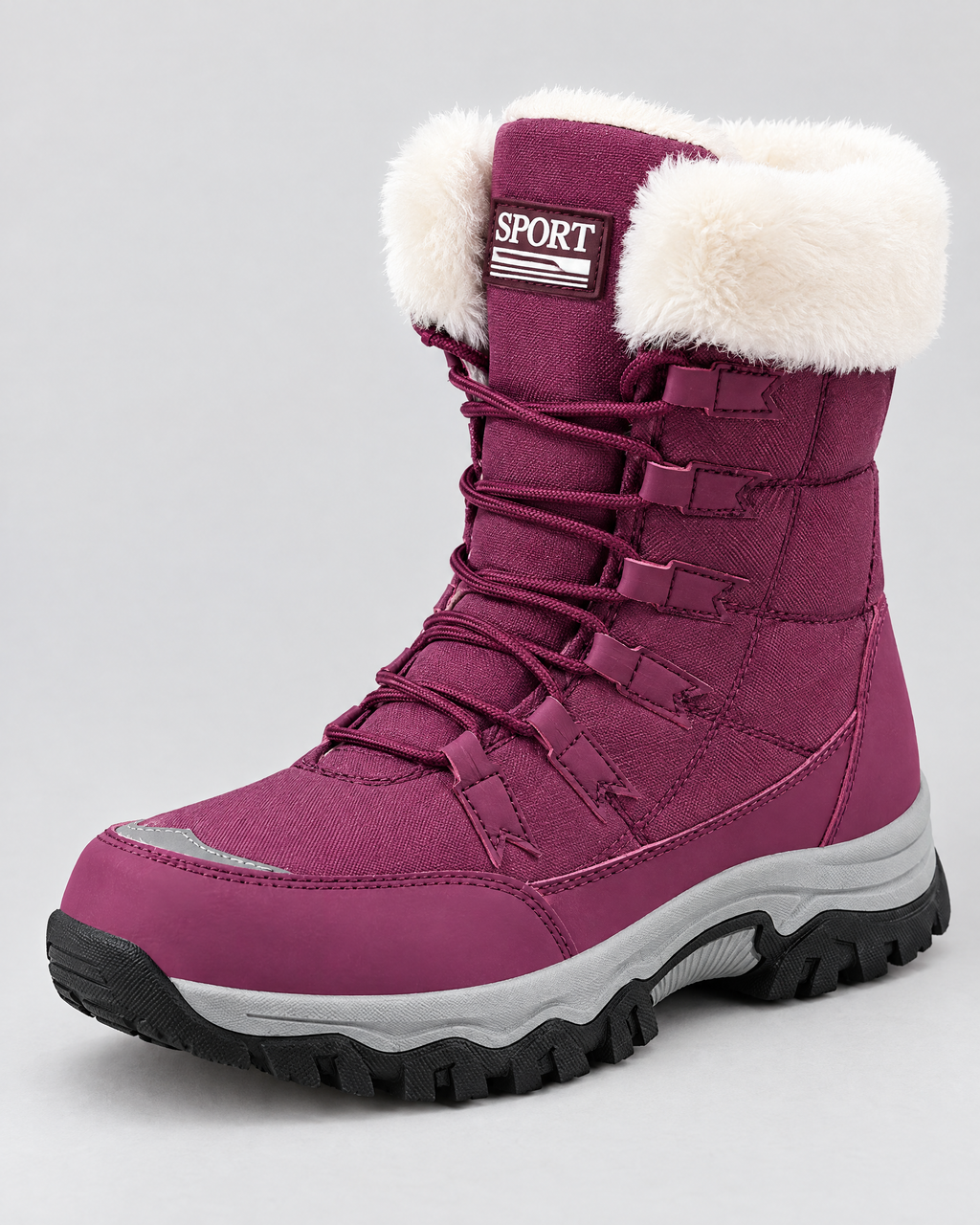 Women's Fleece-Lined Lace-Up Winter Boots — 9018 purple — hero [WB gallery 2/1]