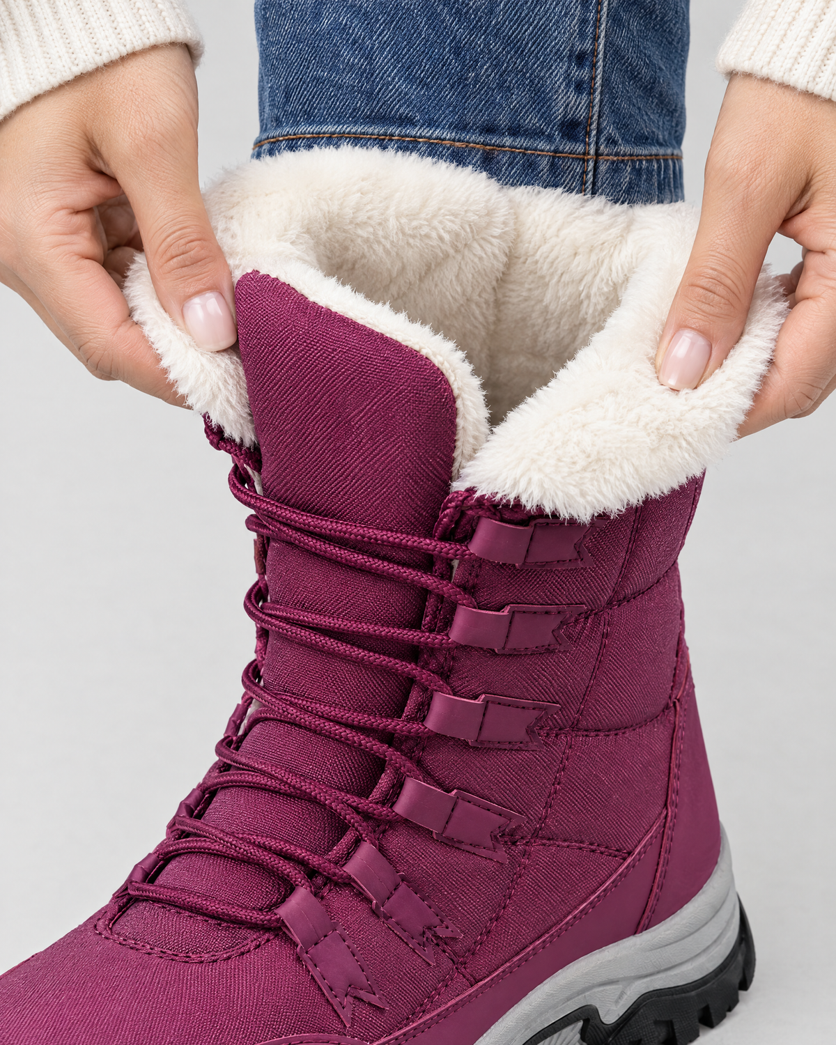 Women's Fleece-Lined Lace-Up Winter Boots — 9018 purple — lining [WB gallery 2/4]