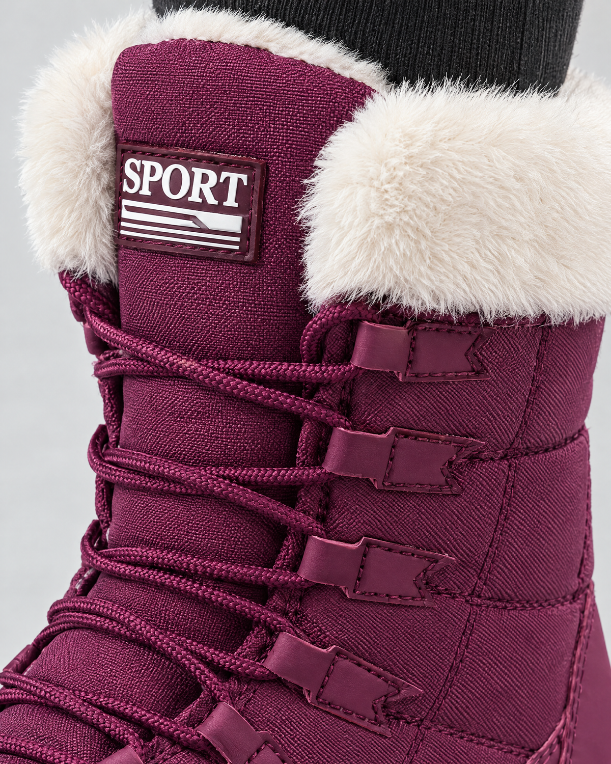Women's Fleece-Lined Lace-Up Winter Boots — 9018 purple — material [WB gallery 2/5]