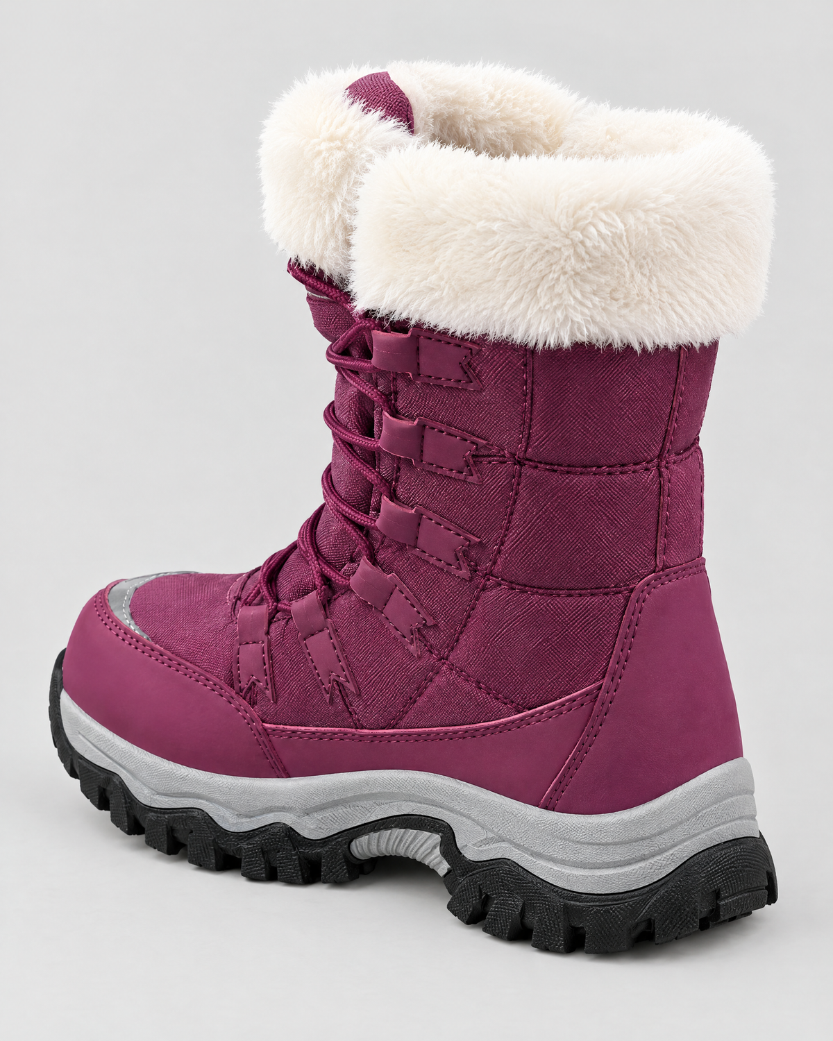 Women's Fleece-Lined Lace-Up Winter Boots — 9018 purple — rear [WB gallery 2/3]
