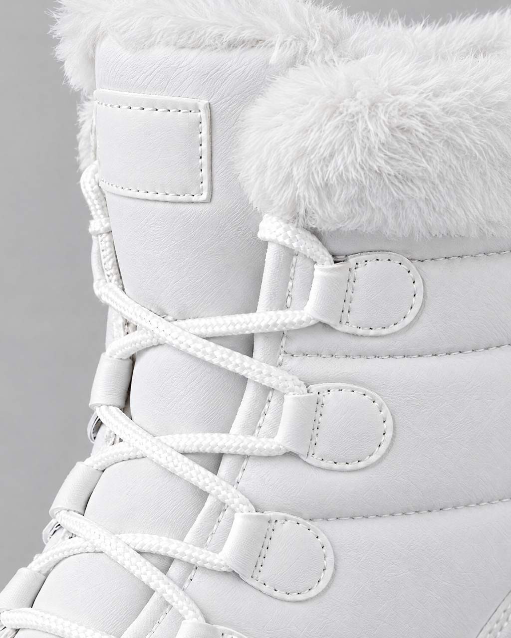 Women's Fleece-Lined Lace-Up Winter Boots — S915 white — material [WB gallery 4/5]