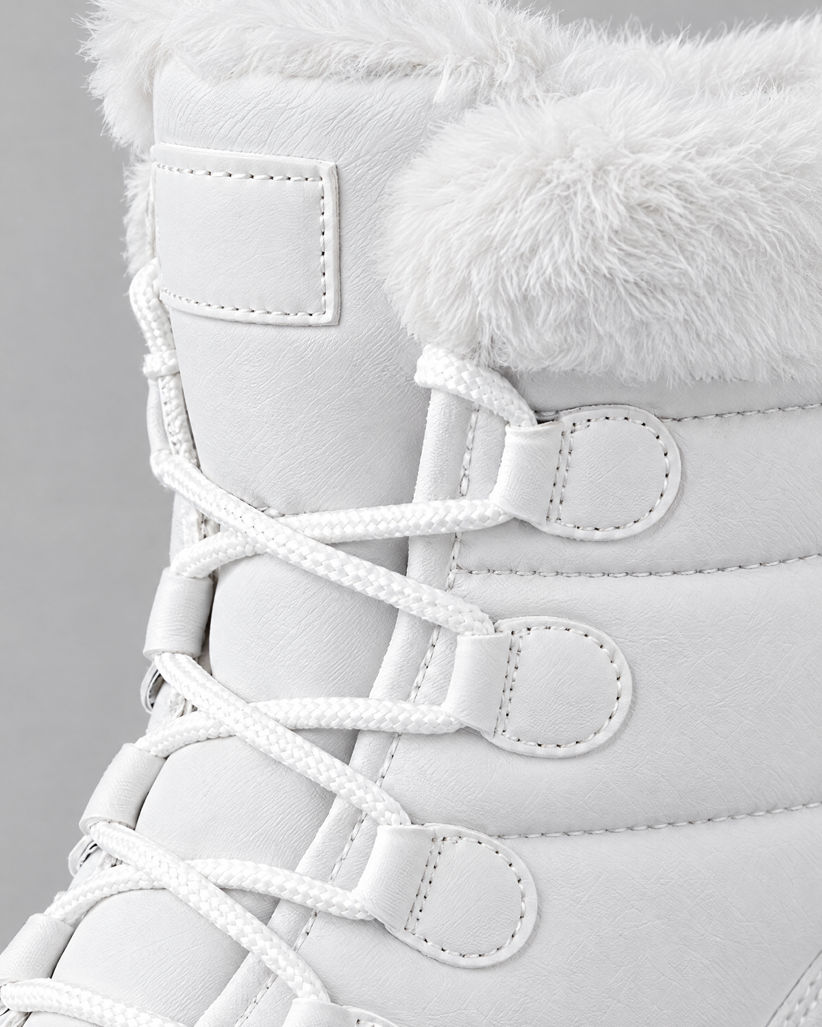 Women's Fleece-Lined Lace-Up Winter Boots — S915 white — material [WB gallery 4/5]