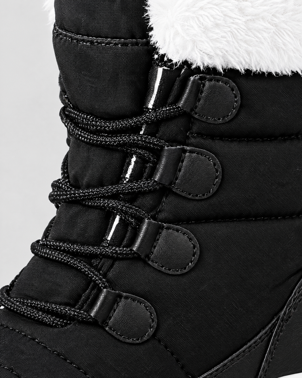 Women's Fleece-Lined Lace-Up Winter Boots — S915 black — material [WB gallery 5/5]