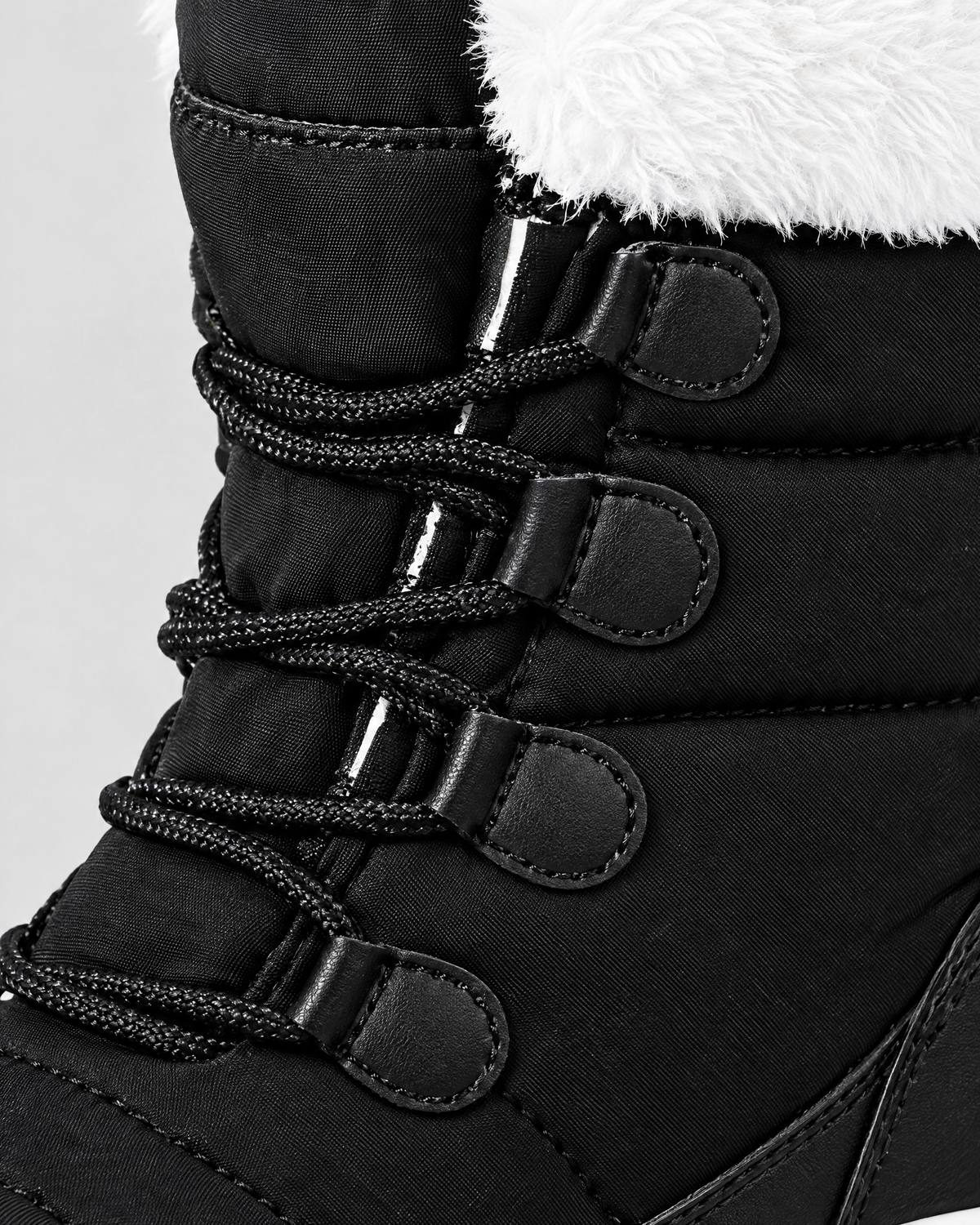 Women's Fleece-Lined Lace-Up Winter Boots — S915 black — material [WB gallery 5/5]