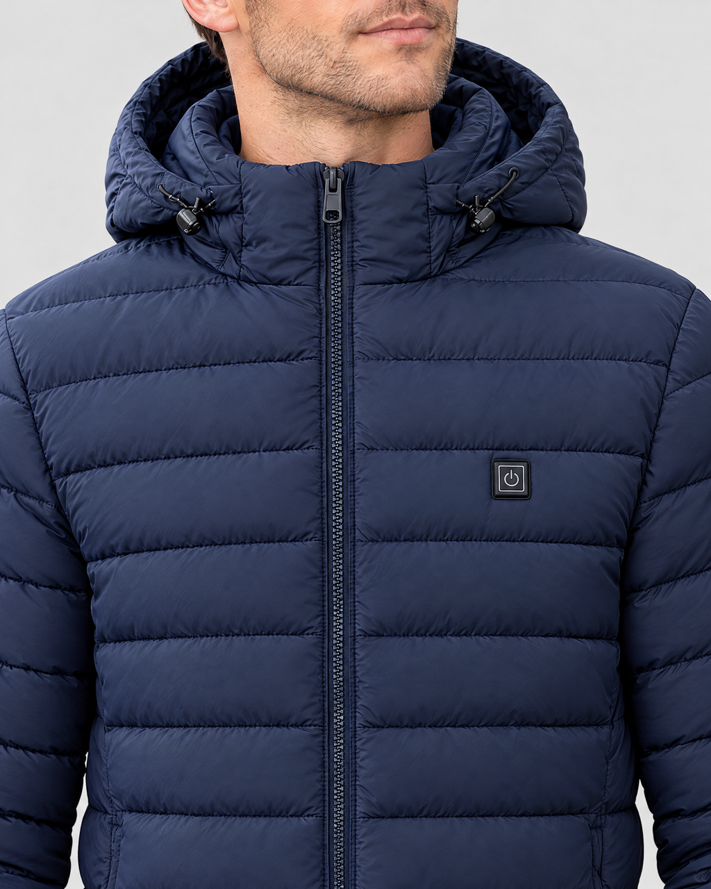 Men's USB Heated Jacket — 11 Heated Blue — collar detail [WB gallery 7/4]
