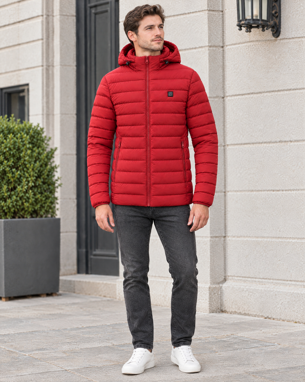Men's USB Heated Jacket — 11 Heated Red — full front [WB gallery 8/2]