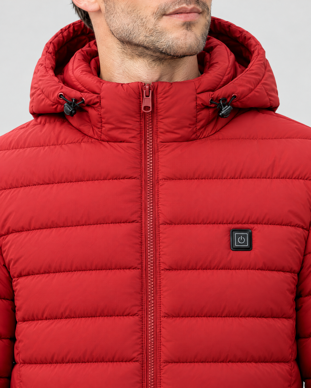 Men's USB Heated Jacket — 11 Heated Red — collar detail [WB gallery 8/4]