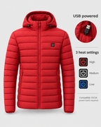 Men's USB Heated Jacket — 11 Heated Red — power guide [WB gallery 8/9]