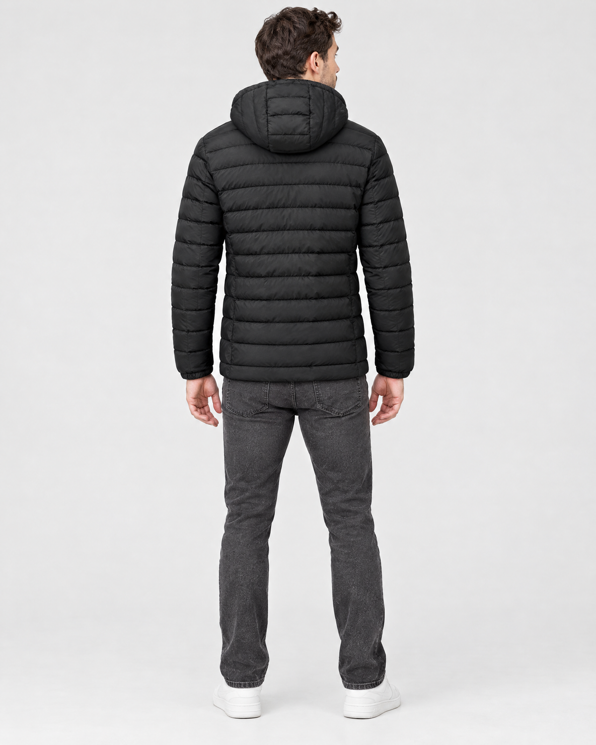 Men's USB Heated Jacket — 2 Areas Heated Black — full back [WB gallery 9/3]