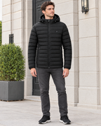 Men's USB Heated Jacket — 2 Areas Heated Black — full front [WB gallery 9/2]