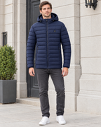 Men's USB Heated Jacket — 2 Areas Heated Blue — full front [WB gallery 10/2]
