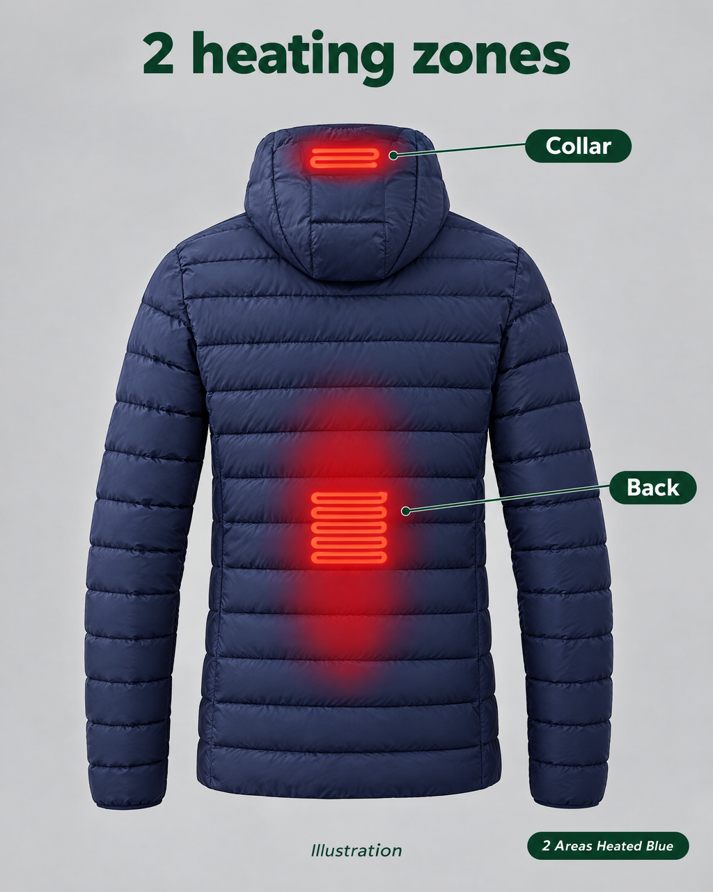 Men's USB Heated Jacket — 2 Areas Heated Blue — heating guide [WB gallery 10/8]