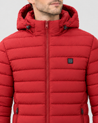 Men's USB Heated Jacket — 2 Areas Heated Red — collar detail [WB gallery 11/4]