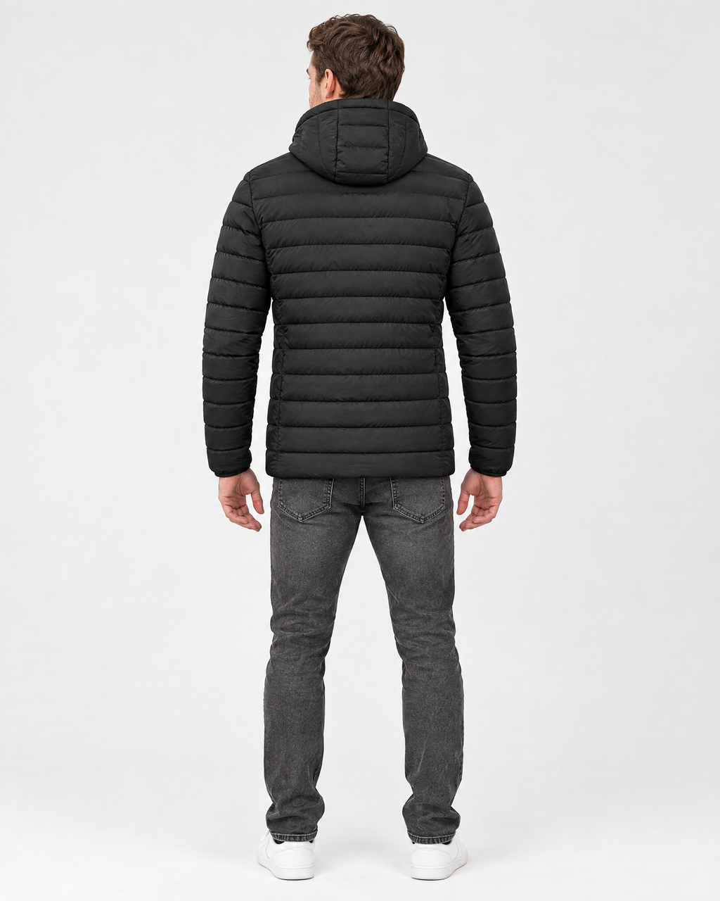 Men's USB Heated Jacket — 8 Areas Heated Black — full back [WB gallery 12/3]