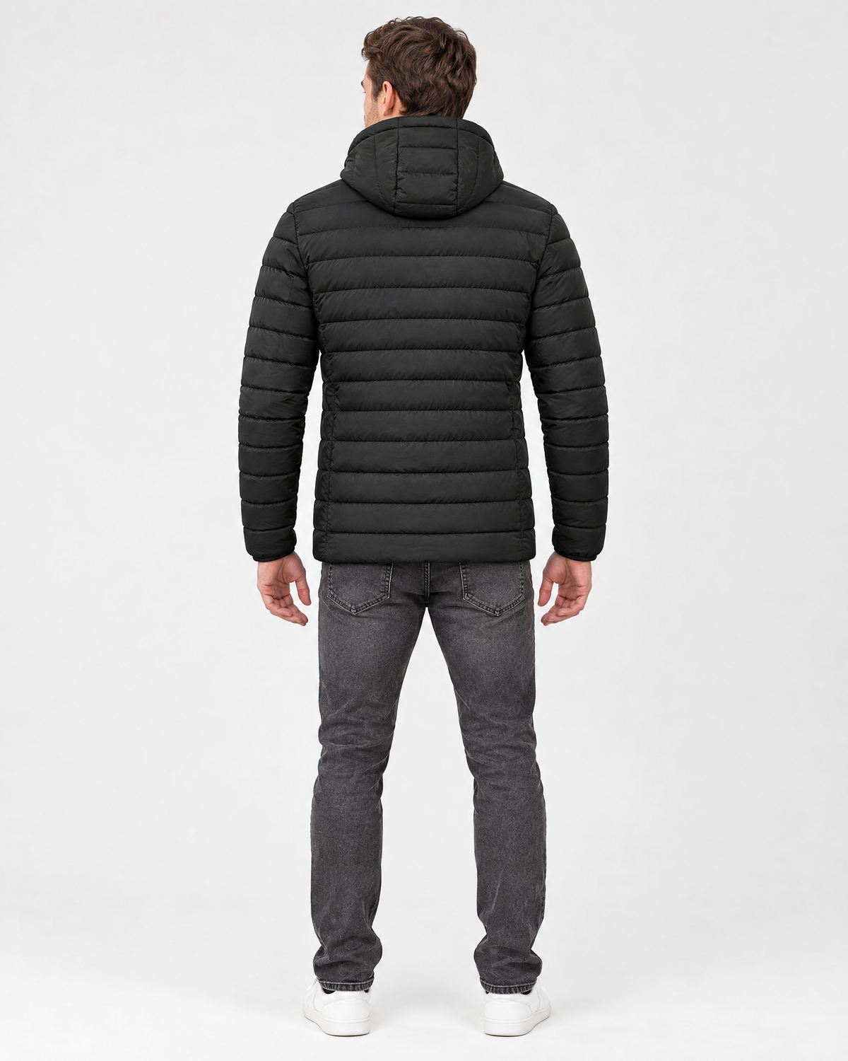Men's USB Heated Jacket — 8 Areas Heated Black — full back [WB gallery 12/3]