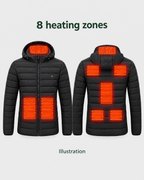 Men's USB Heated Jacket — 8 Areas Heated Black — heating guide [WB gallery 12/8]