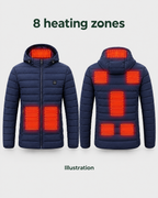 Men's USB Heated Jacket — 8 Areas Heated Blue — heating guide [WB gallery 13/8]