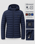 Men's USB Heated Jacket — 8 Areas Heated Blue — power guide [WB gallery 13/9]