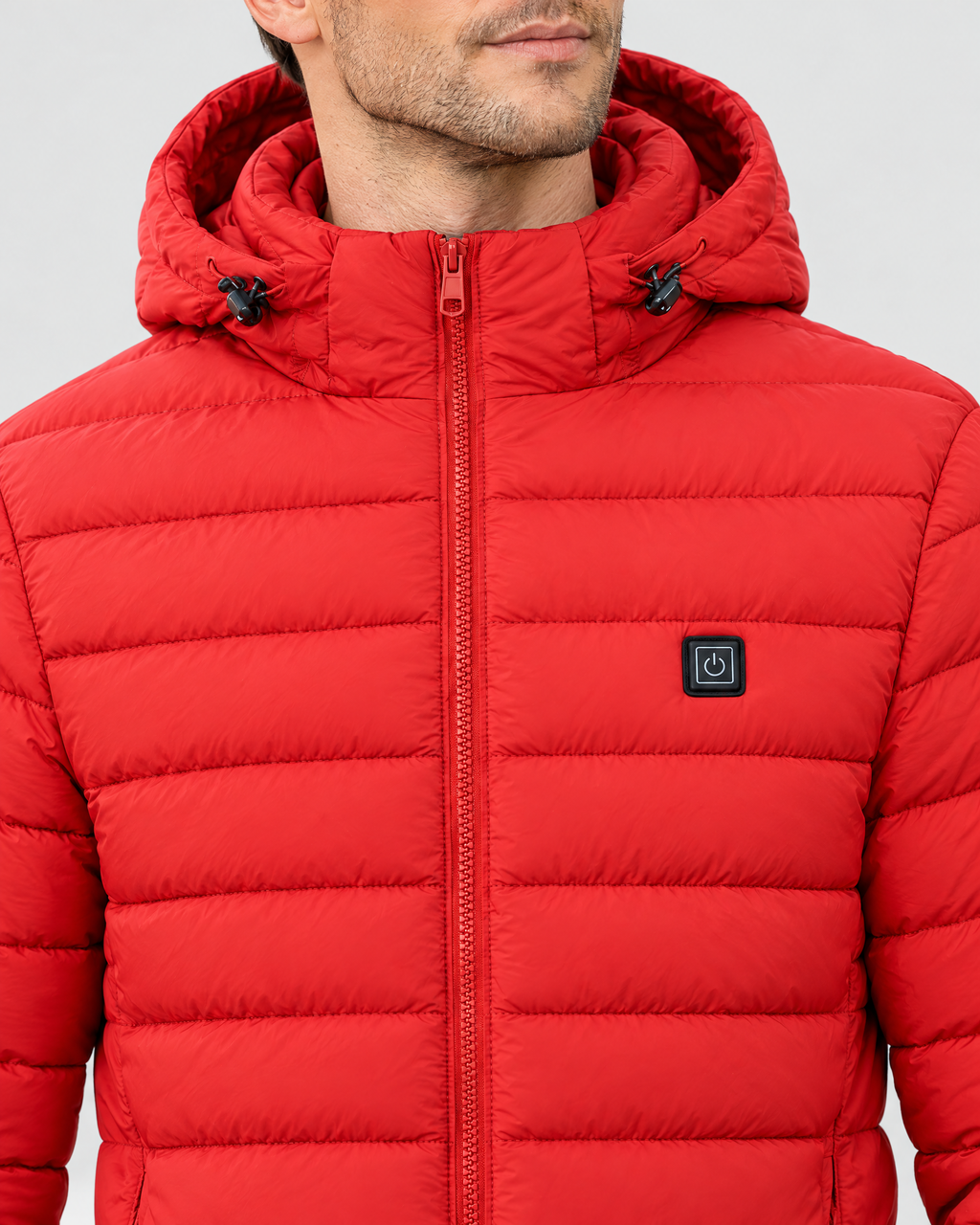 Men's USB Heated Jacket — 8 Areas Heated Red — collar detail [WB gallery 14/4]