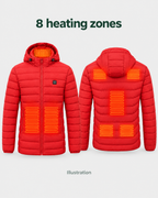 Men's USB Heated Jacket — 8 Areas Heated Red — heating guide [WB gallery 14/8]