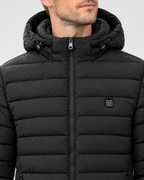 Men's USB Heated Jacket — 9 Areas Heated Black — collar detail [WB gallery 15/4]