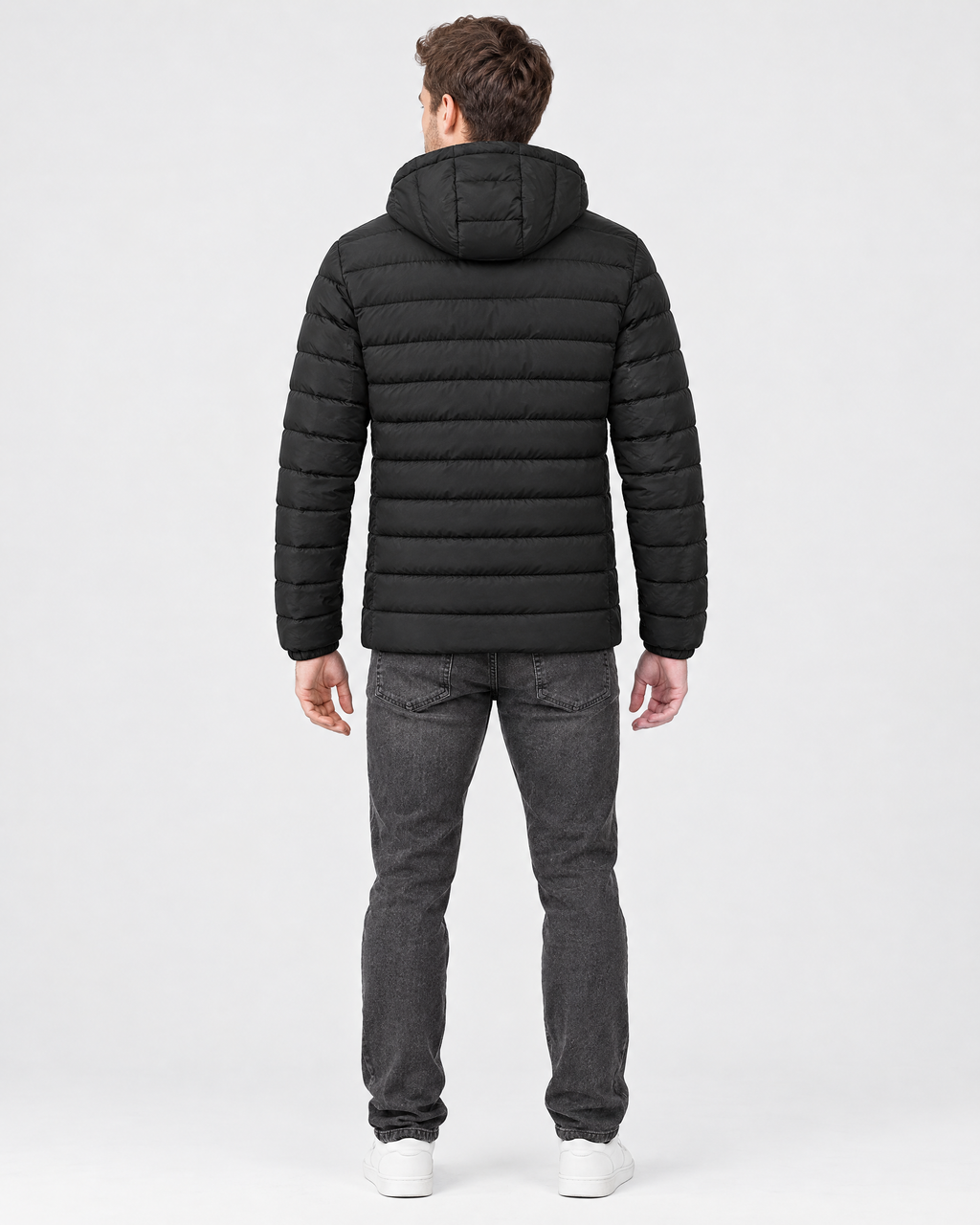 Men's USB Heated Jacket — 9 Areas Heated Black — full back [WB gallery 15/3]