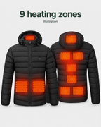 Men's USB Heated Jacket — 9 Areas Heated Black — heating guide [WB gallery 15/8]