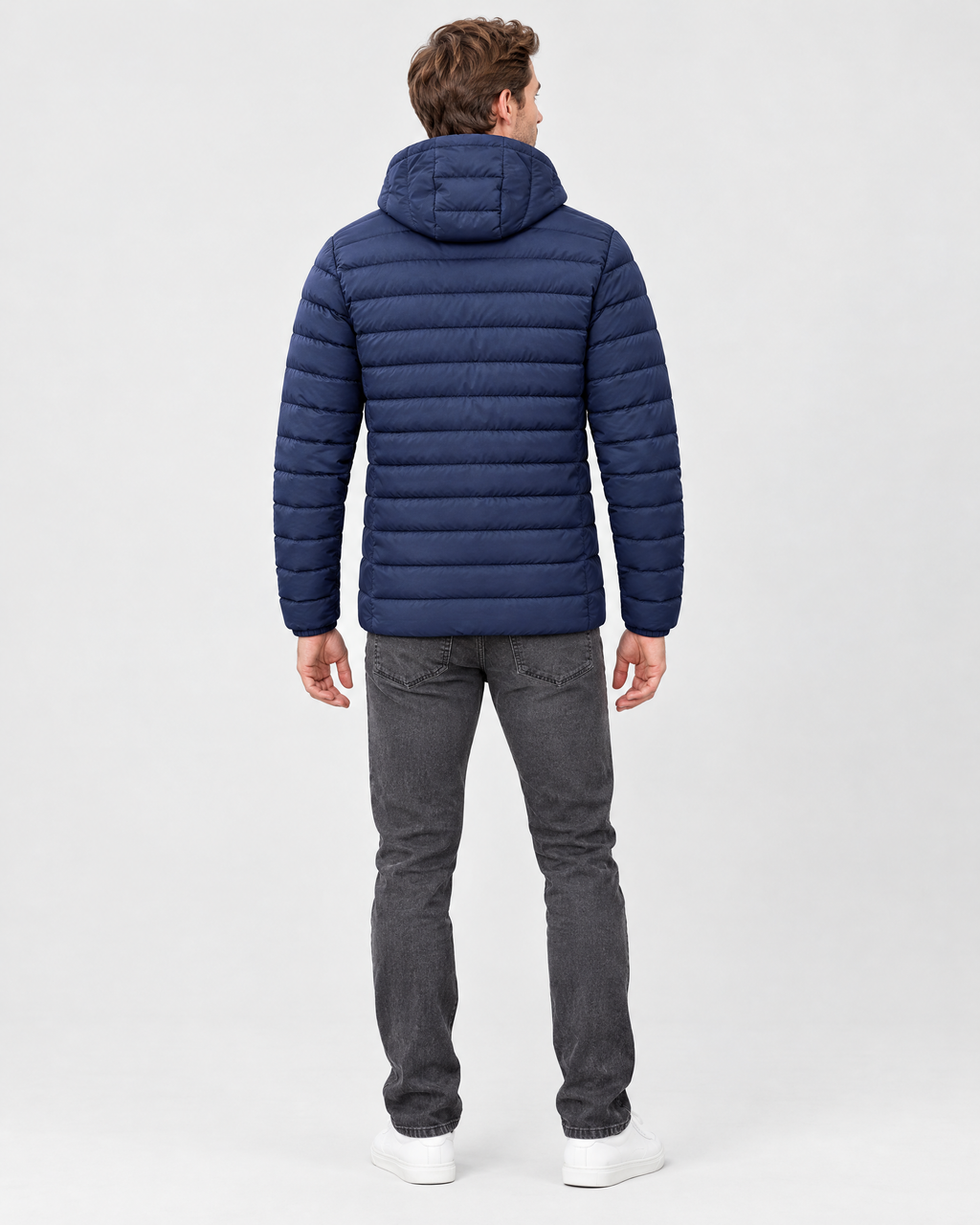 Men's USB Heated Jacket — 9 Areas Heated Blue — full back [WB gallery 16/3]